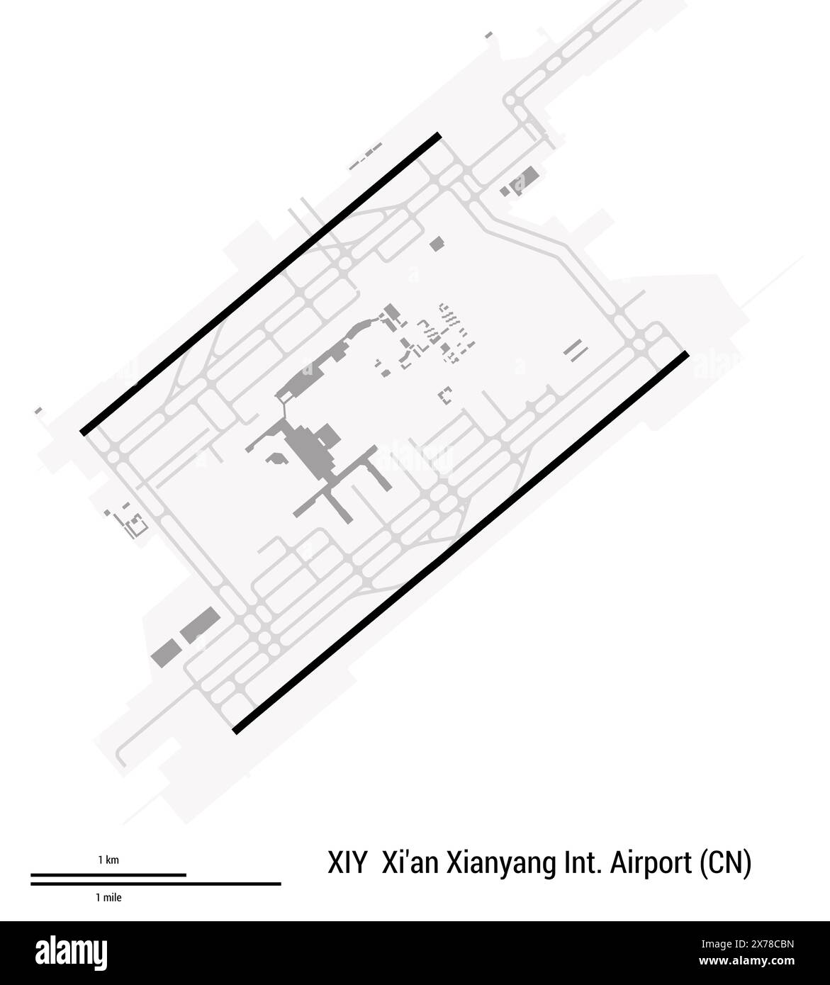 Map of Xi'an Xianyang International Airport in Xianyang (Weicheng