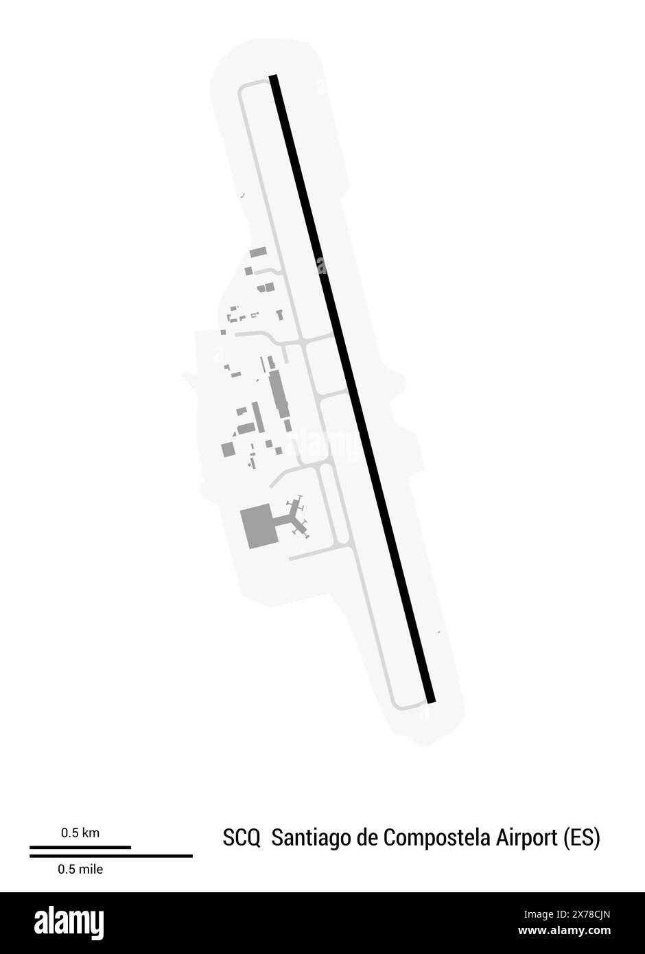 Map of Santiago de Compostela Airport (Spain). IATA-code: SCQ. Airport ...