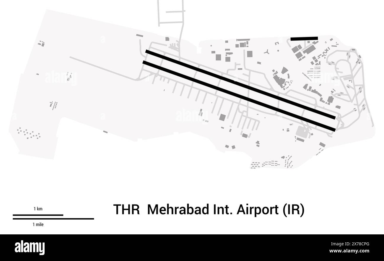 Map of Mehrabad International Airport (Iran). IATA-code: THR. Airport
