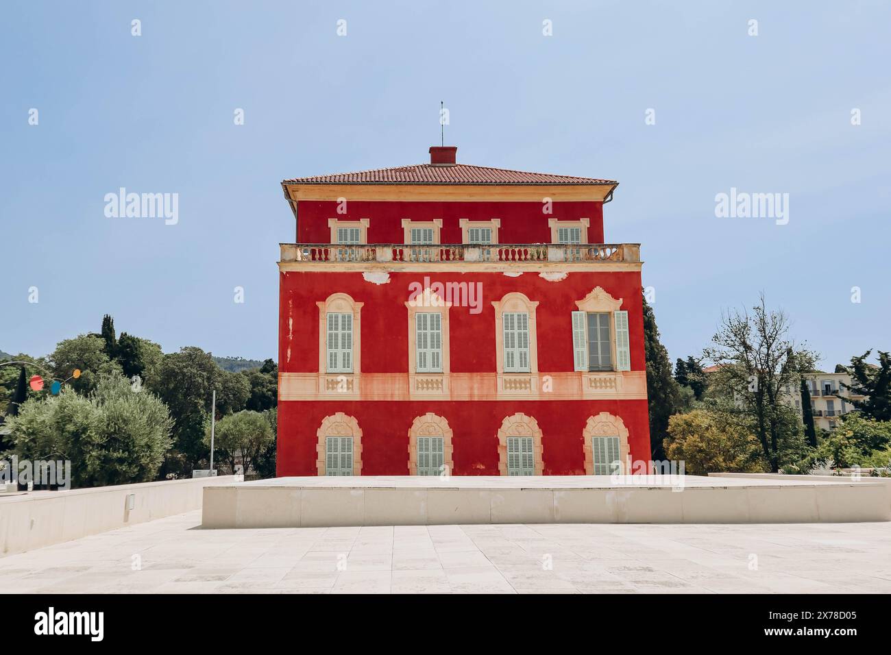 Facade of the Matisse Museum in Nice, located in the Villa des Arenes, a seventeenth-century villa in the neighborhood of Cimiez Stock Photo