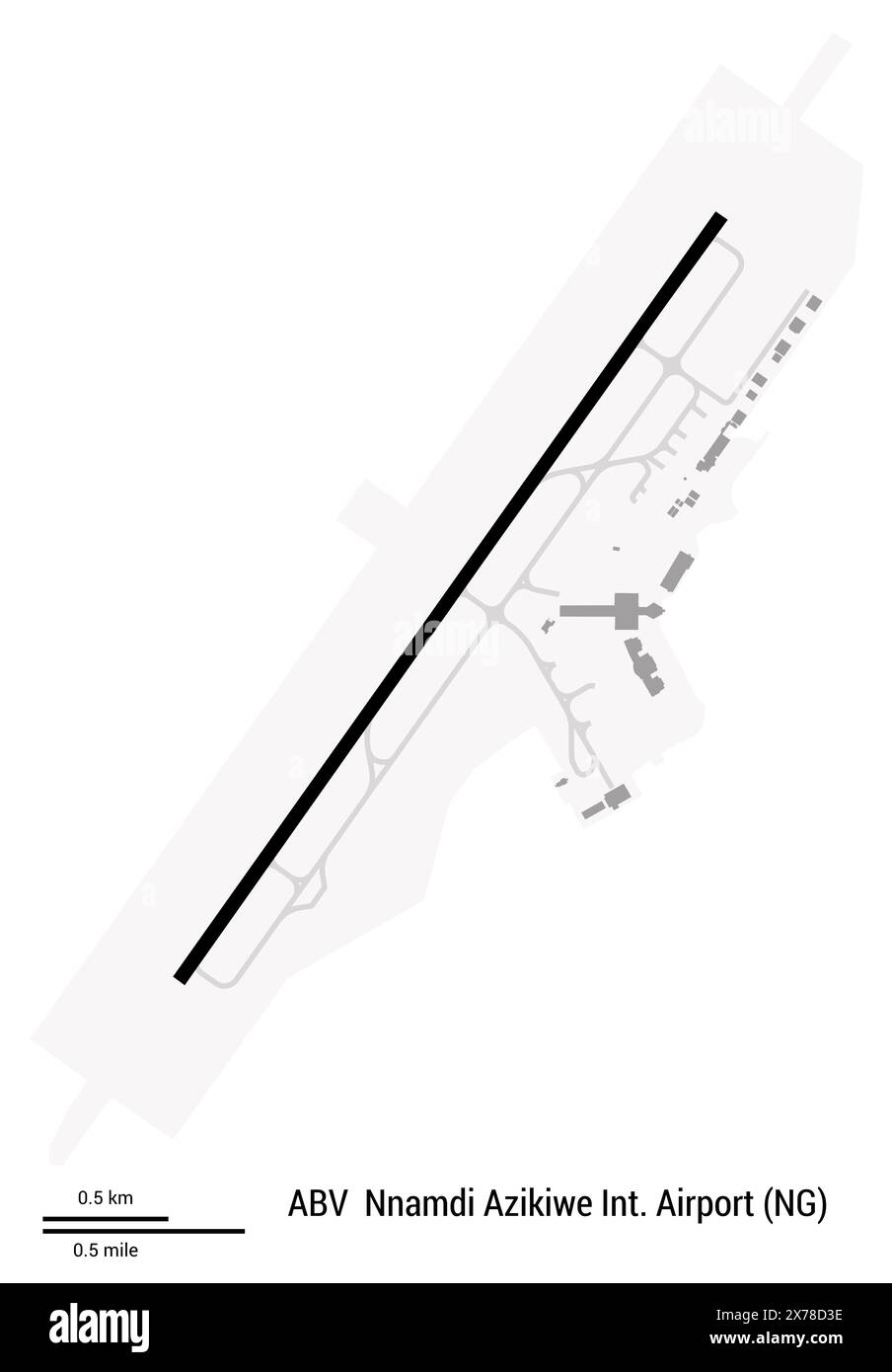 Map of Nnamdi Azikiwe International Airport in Abuja (Nigeria). IATA