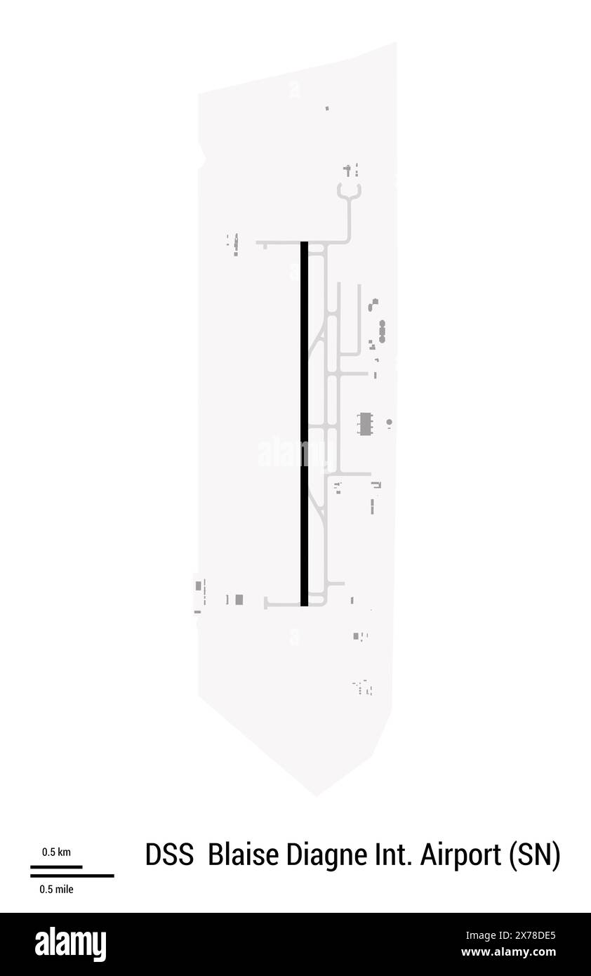Map of Blaise Diagne International Airport in Dakar (Senegal). IATA