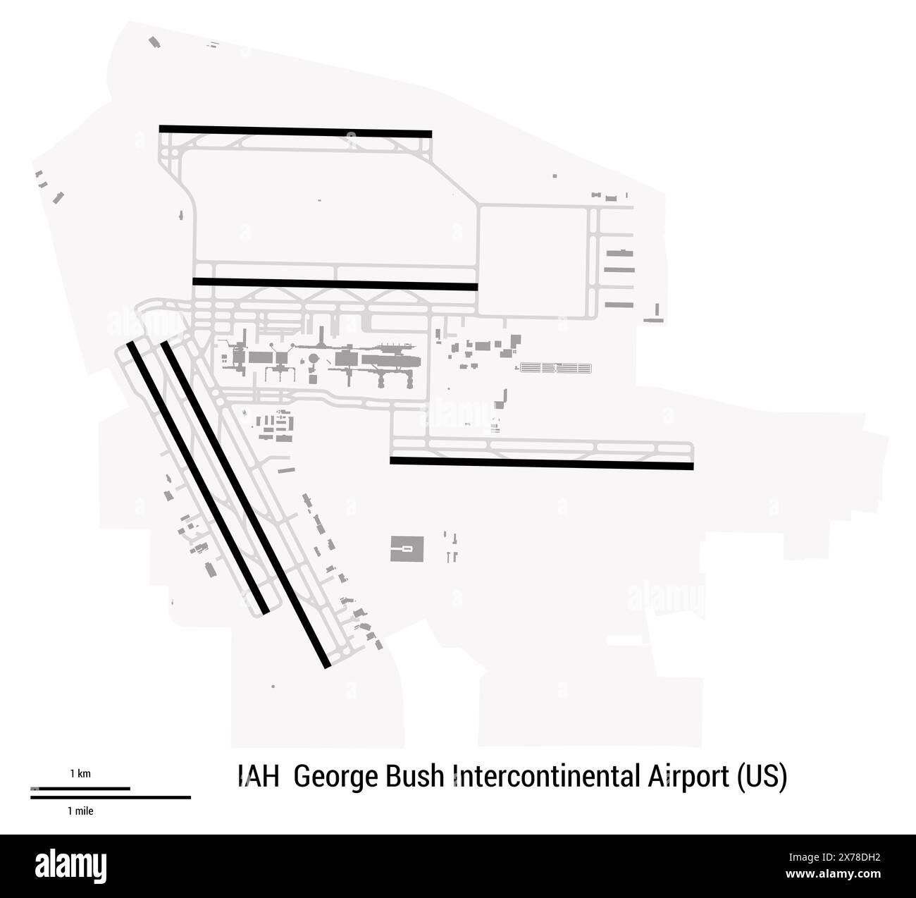Map of Bush Intercontinental Airport in Houston (United States