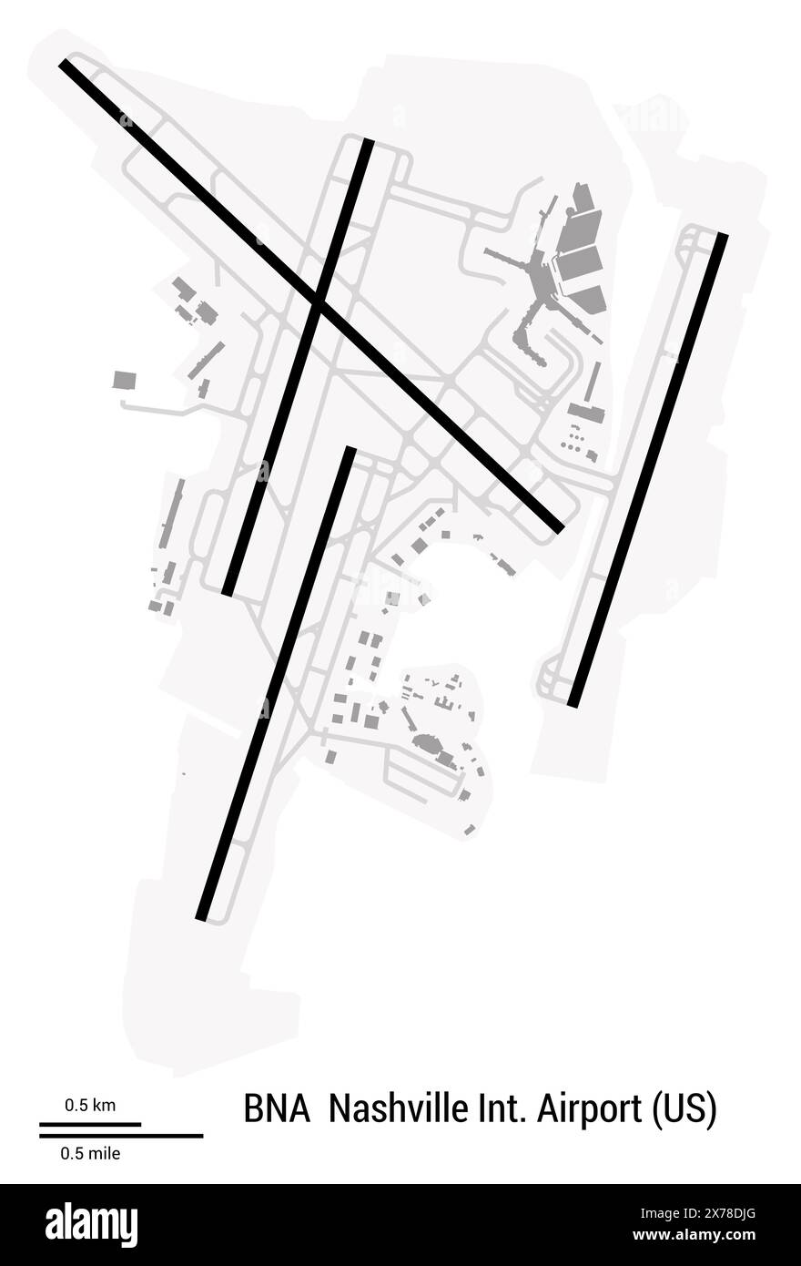 Map of Nashville International Airport in Nashville (United States of