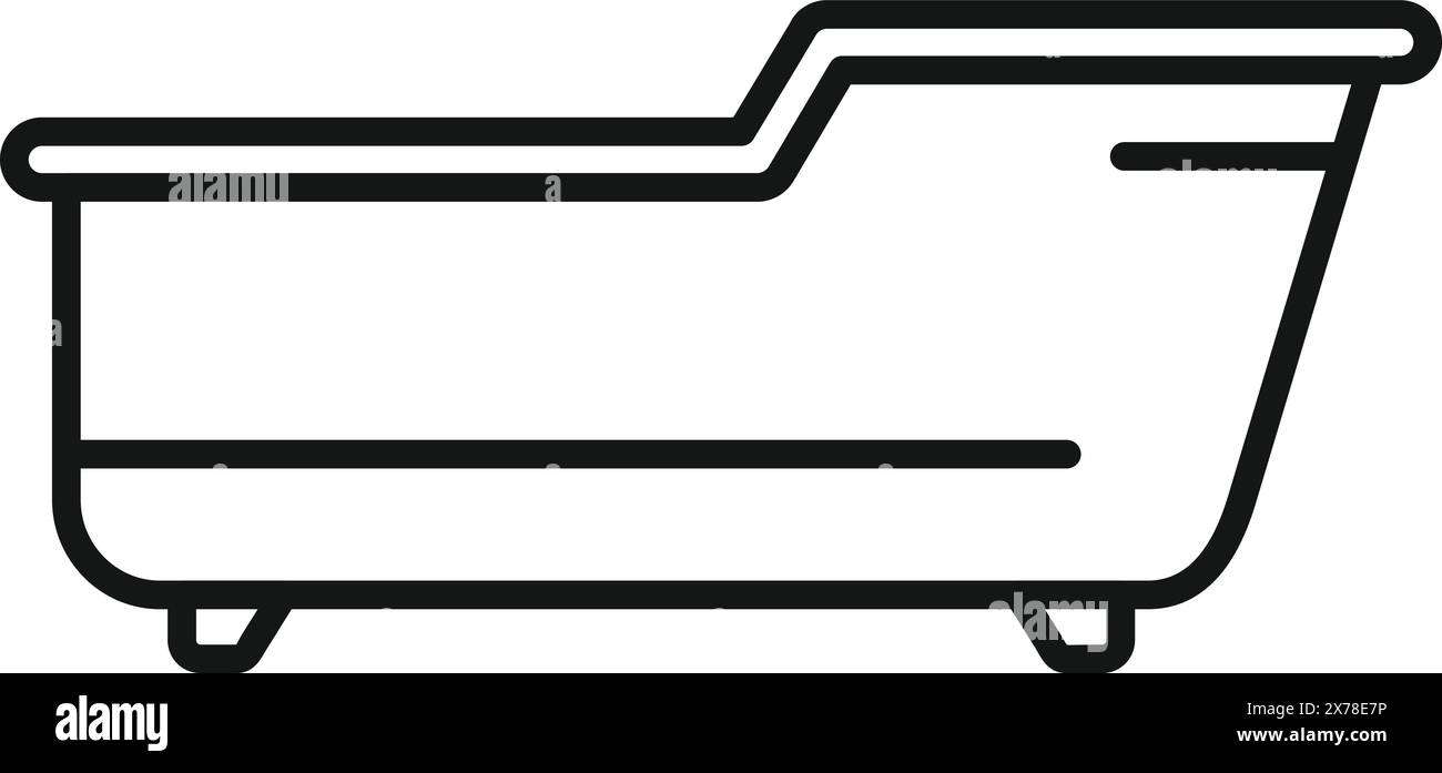 Black and white line art illustration of a minimalist bathtub design ...
