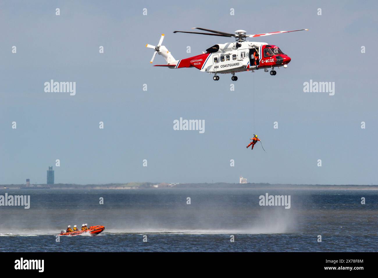 HM Coastguard Helicopter Sikorsky S-92A G-MCGE on exercise with the ...