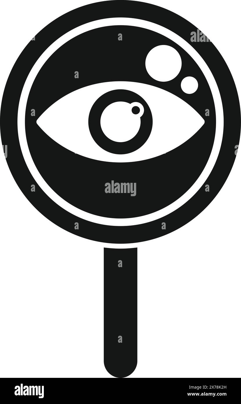 Black and white icon featuring an eye within a magnifying glass ...