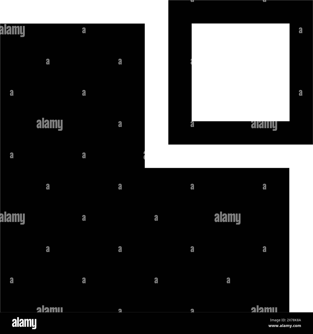 A minimalist black and white geometric design featuring two overlapping squares. Duplicate layer Stock Vector