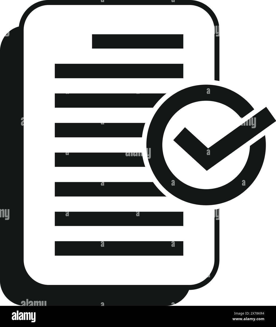 Vector illustration of a document icon with a checkmark, symbolizing ...