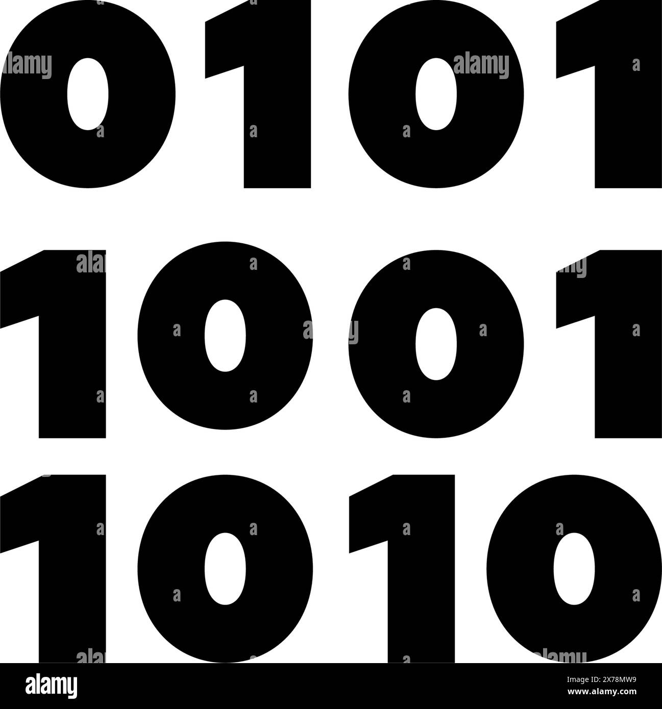 A stark black and white image depicting a sequence of binary digits ...