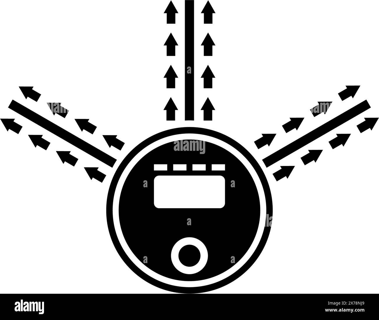 A minimalist black and white icon of a vacuum cleaner, symbolizing ...