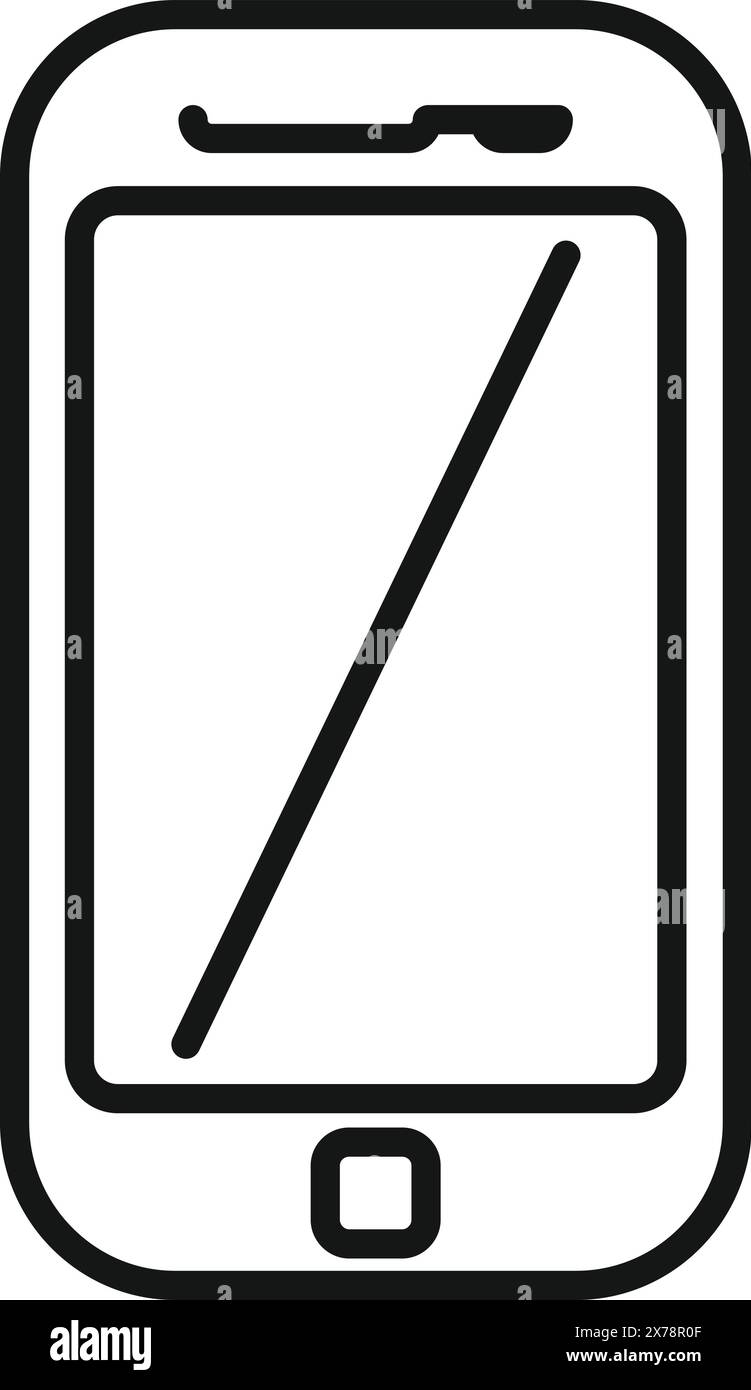 Vector illustration of a modern smartphone icon in a simple black and ...