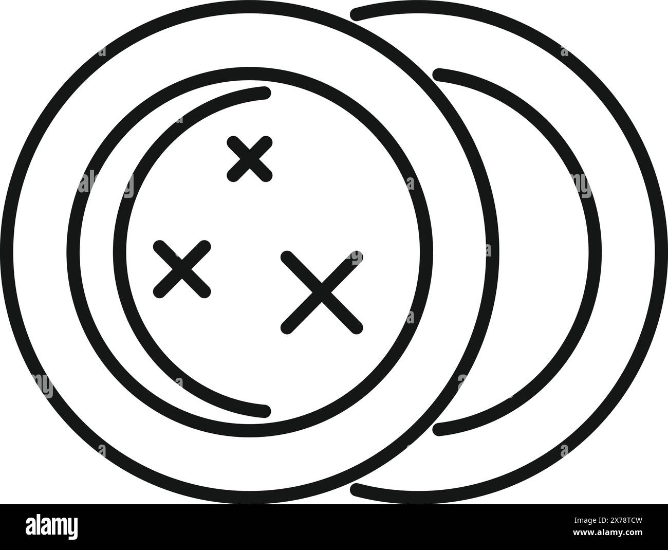 Minimalist black and white line art illustration of a simple button ...