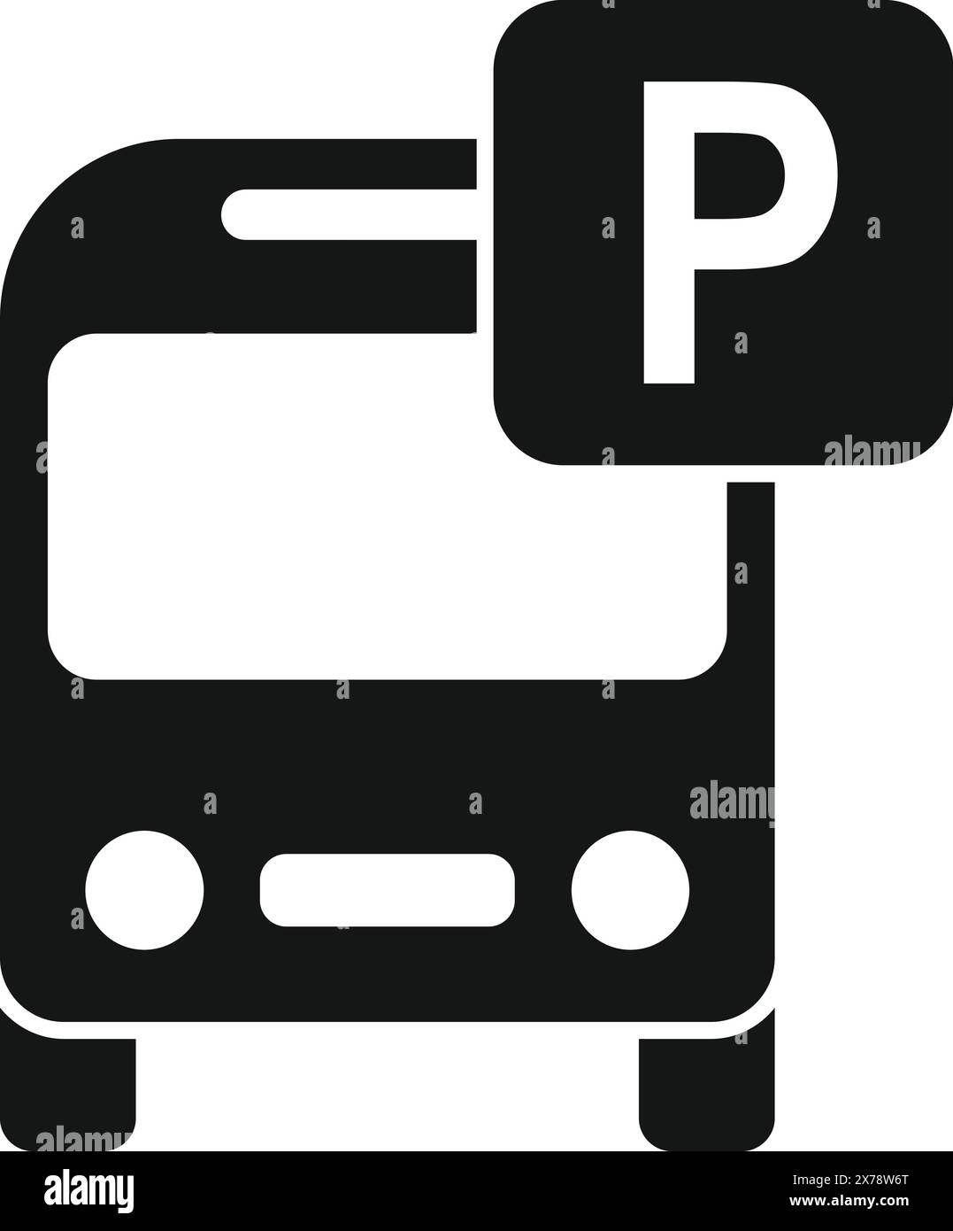 Simple and minimalistic bus parking sign icon for public transportation vector illustration and graphic design. Black and white symbol for easy navigation and clear information in urban areas Stock Vector