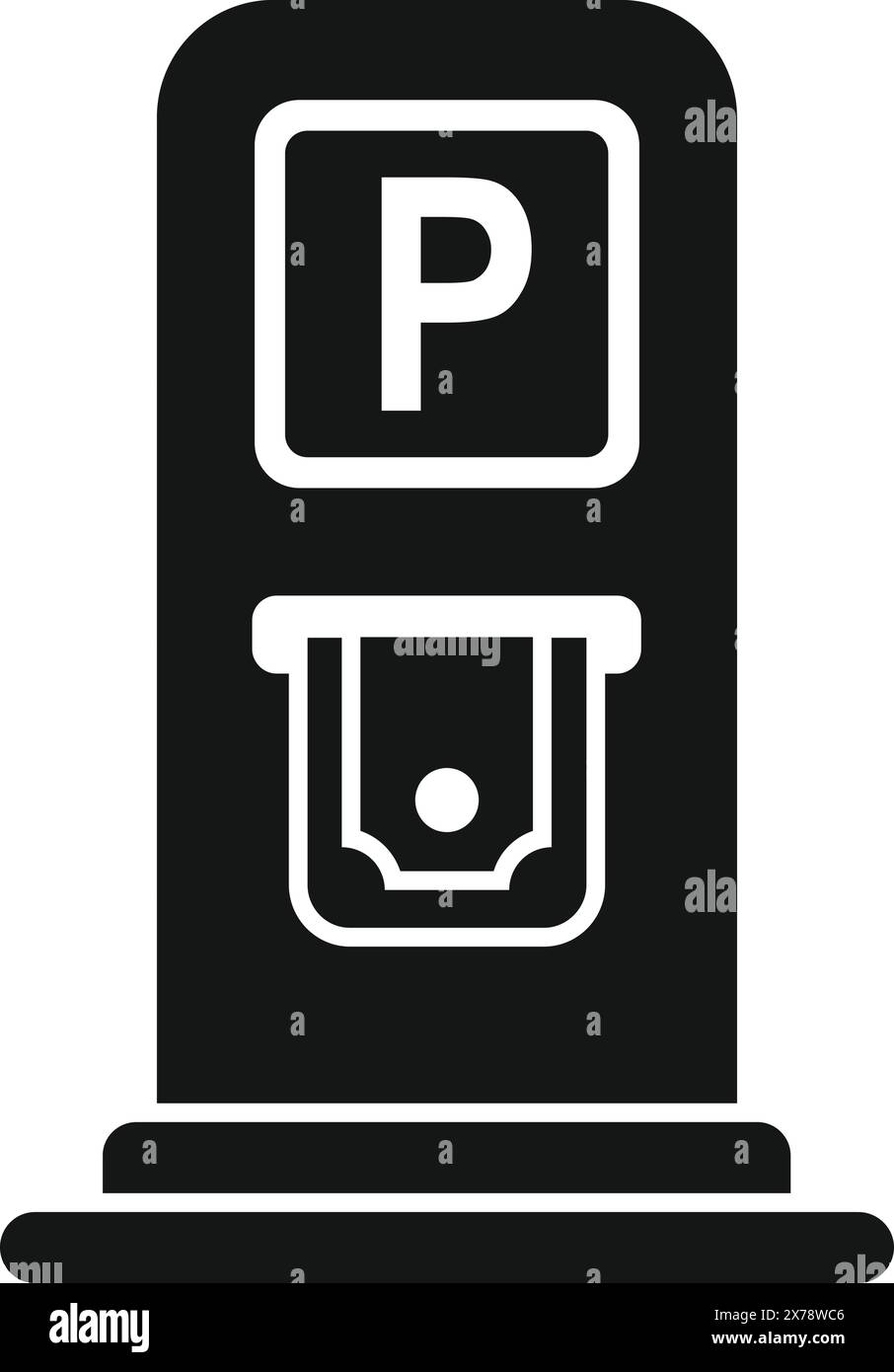 Vector illustration of a parking meter icon in a simple black and white design Stock Vector