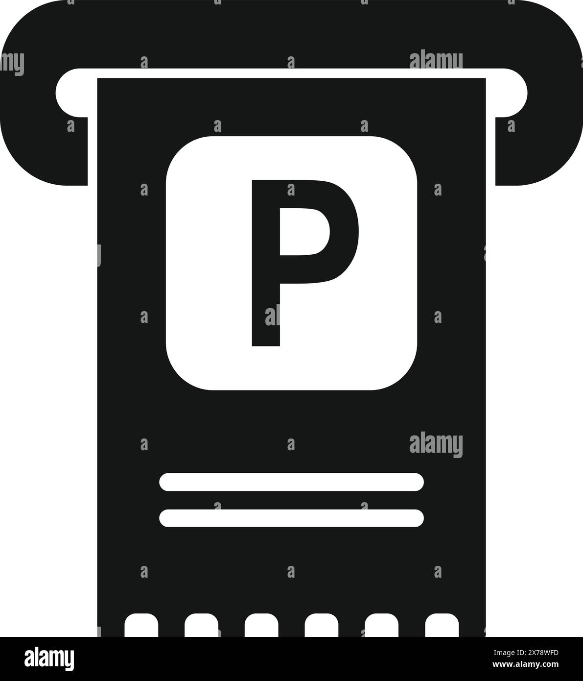 Vector illustration of a simple flat black and white parking meter icon symbolizing urban transportation and city street payment regulation Stock Vector