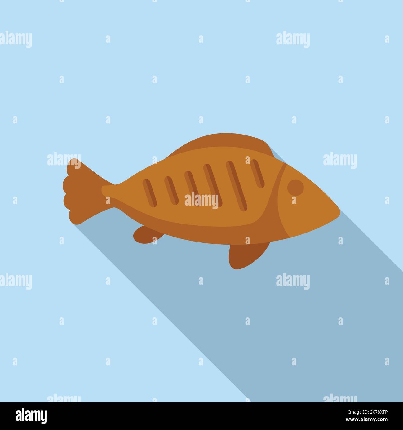 Flat design vector illustration of a cute cartoon fish with stripes ...