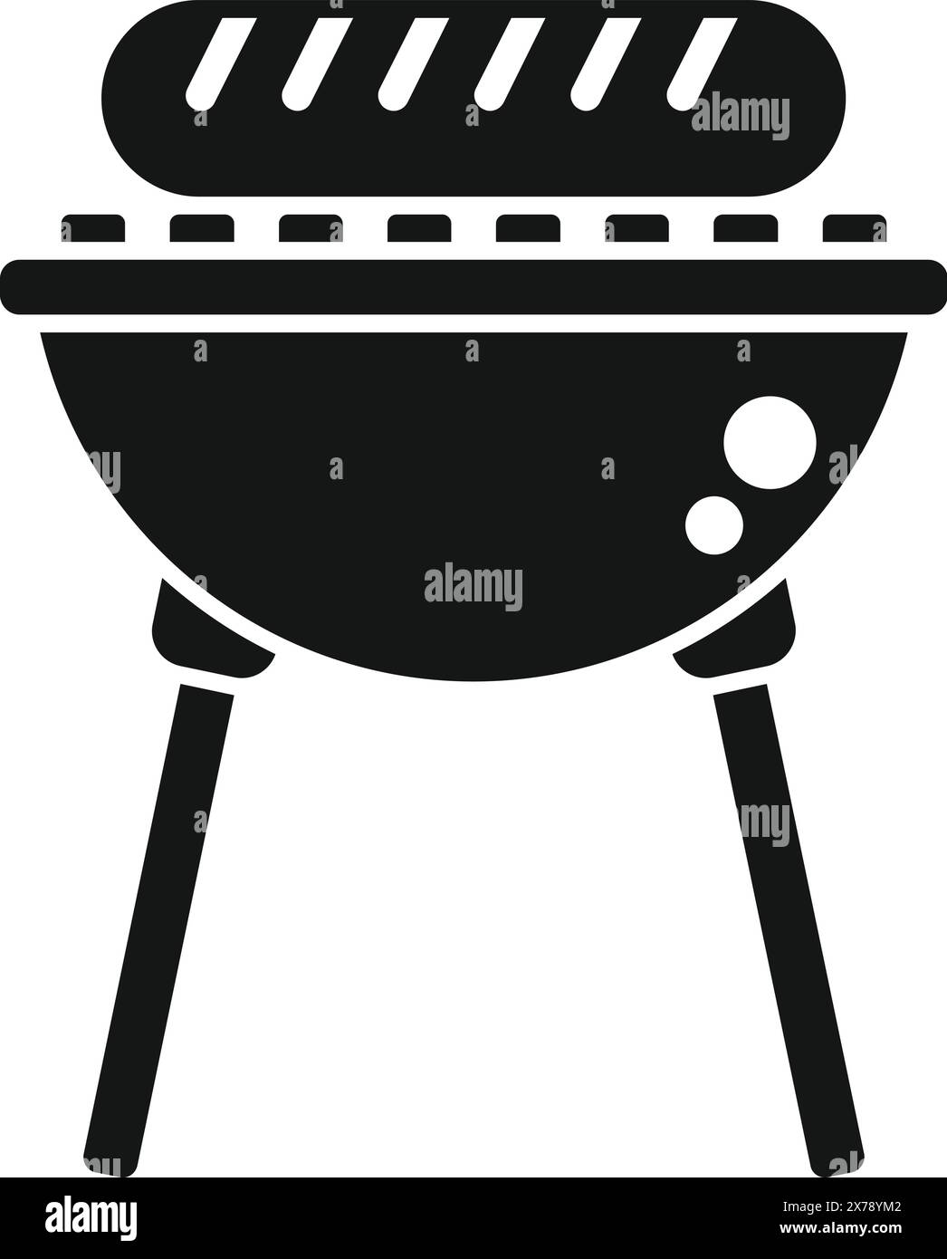 Simple black and white vector icon of a charcoal grill, suitable for ...
