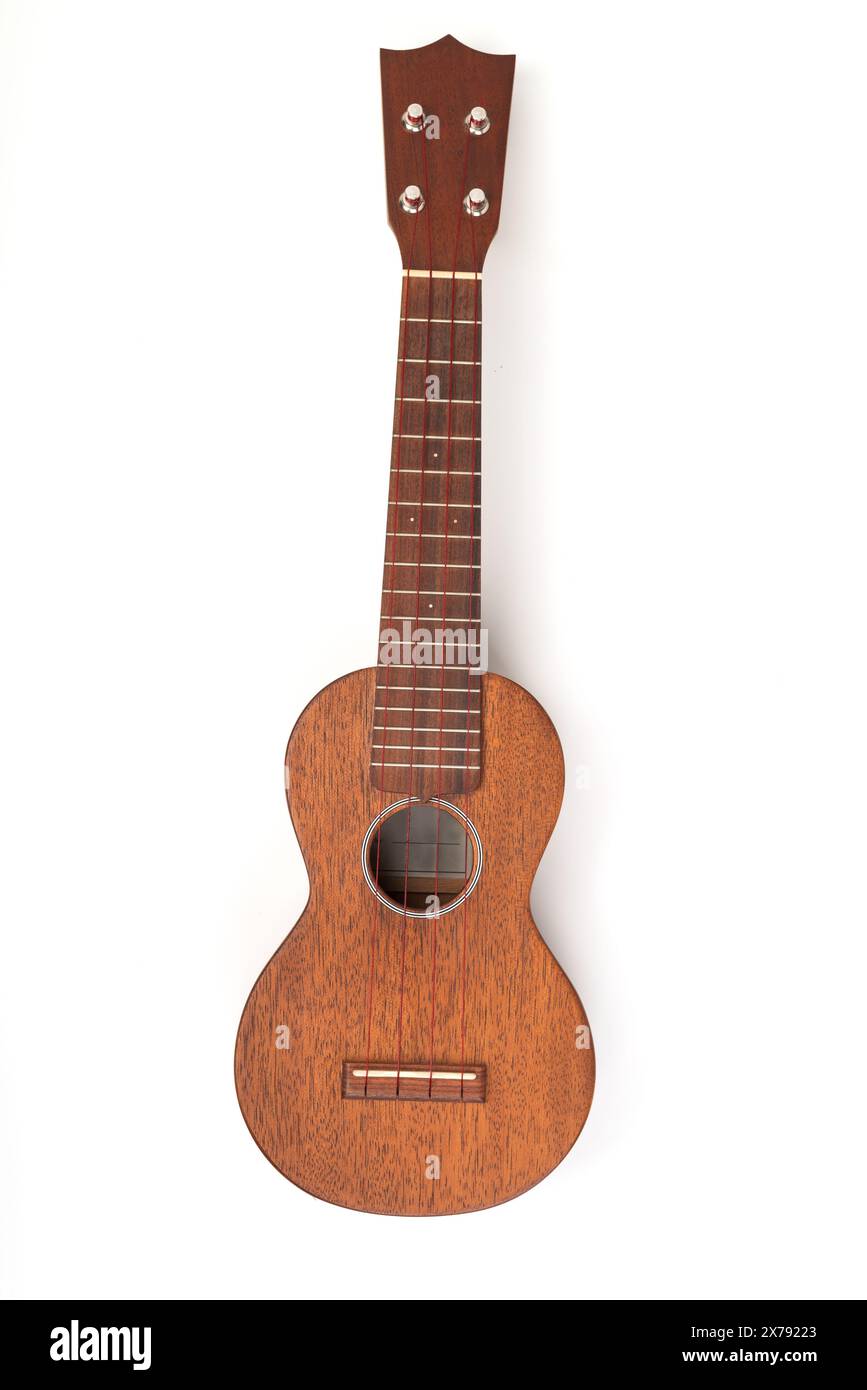 Vintage ukulele on white isolated Stock Photo