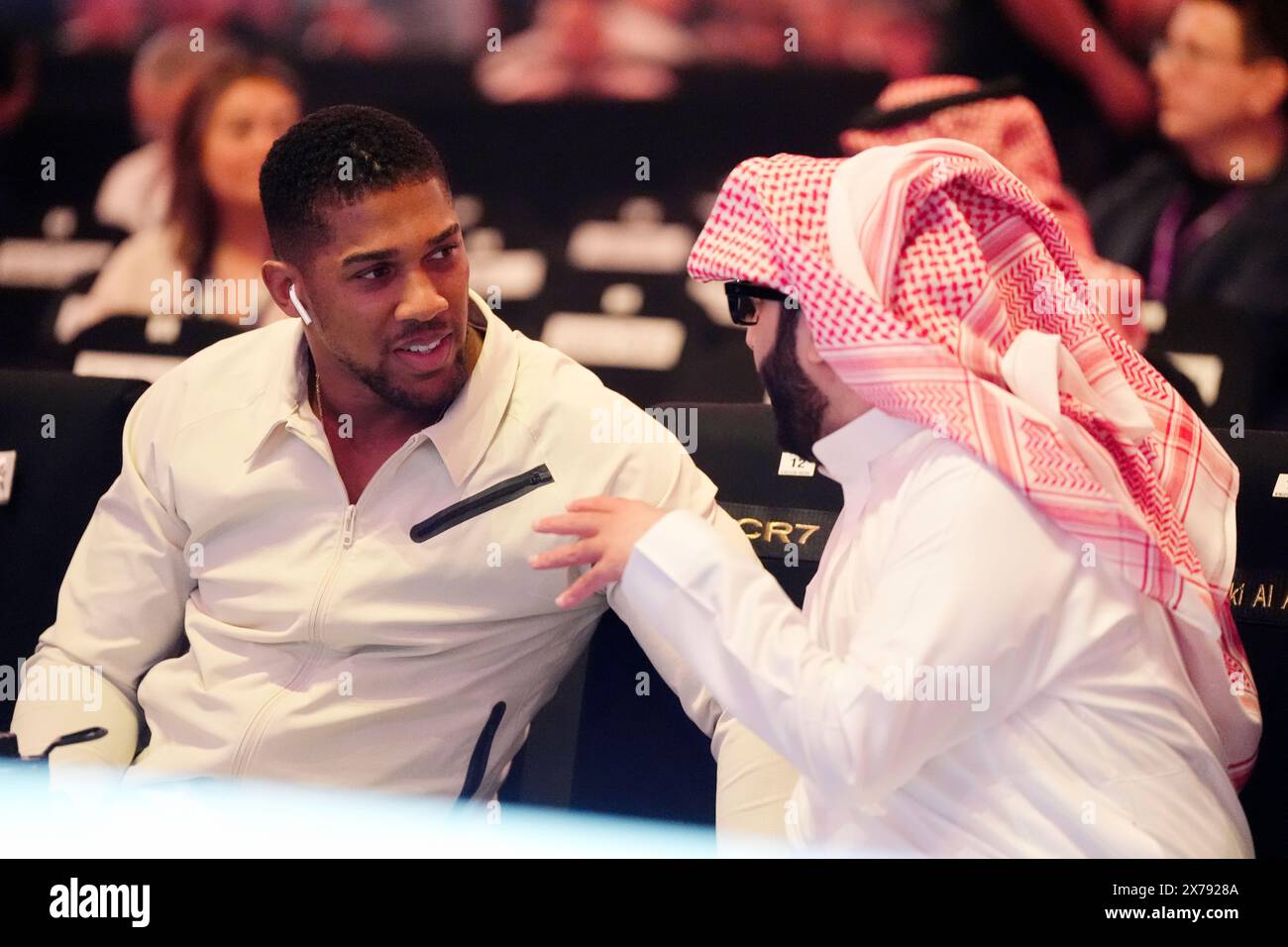 Anthony Joshua (left) and Turki Al-Sheikh ringside at Kingdom Arena ...