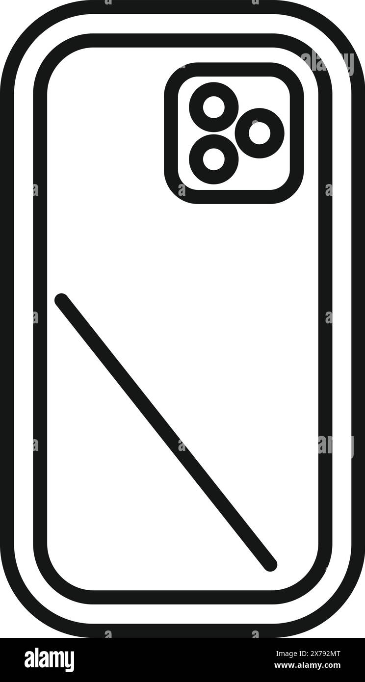 Line art icon of a modern smartphone with rear cameras, isolated on ...