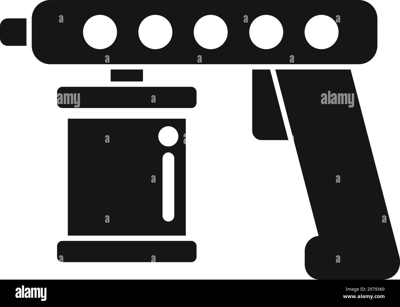 Vector icon of a camera flash unit in solid black, suitable for ...