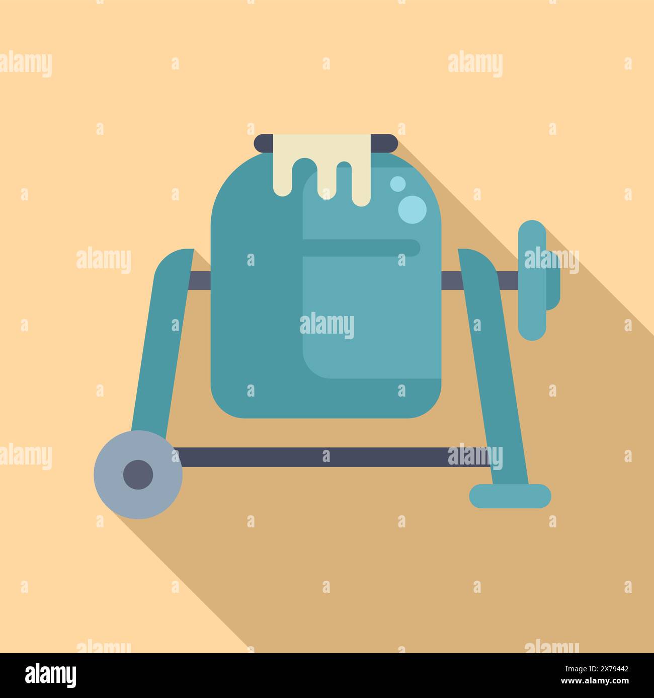 Cartoon cement mixer illustration in flat design with blue color vector ...