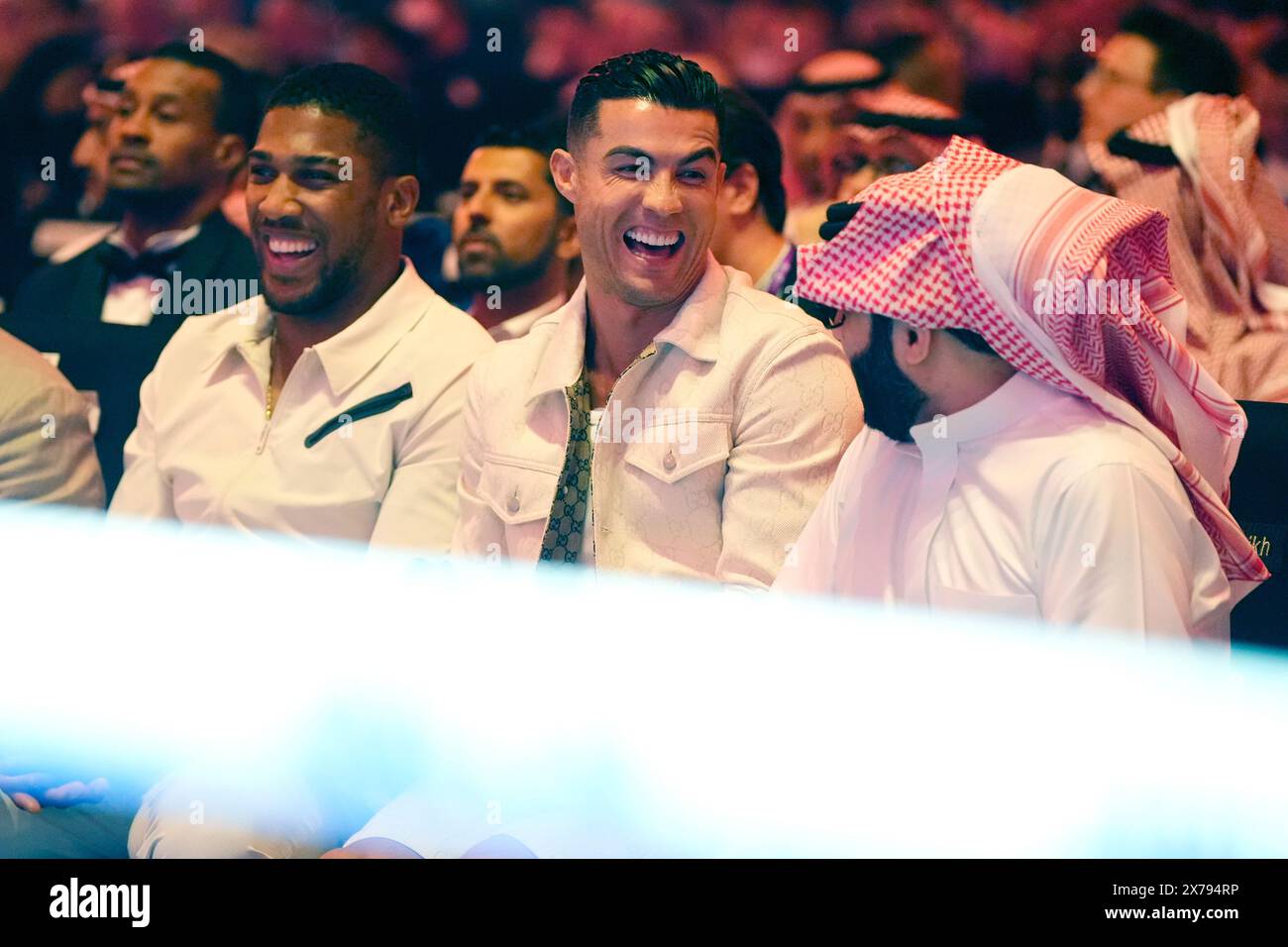 Anthony Joshua (left), Cristiano Ronaldo And Turki Al-Sheikh Watch On ...