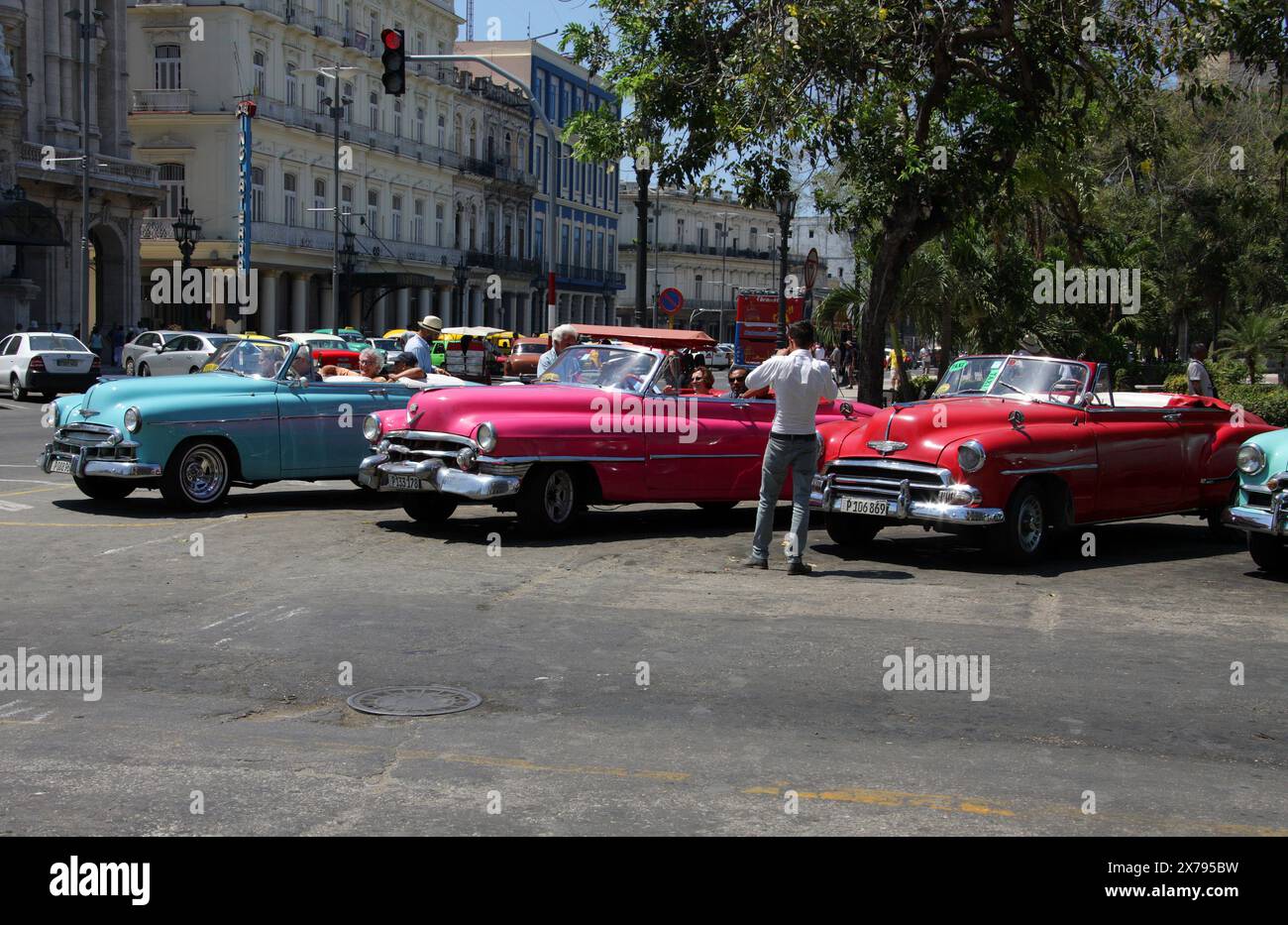 1950s Chevrolet Classic Cars used as Taxis and for Tourist Tours, Havana, Cuba, Caribbean. Stock Photo