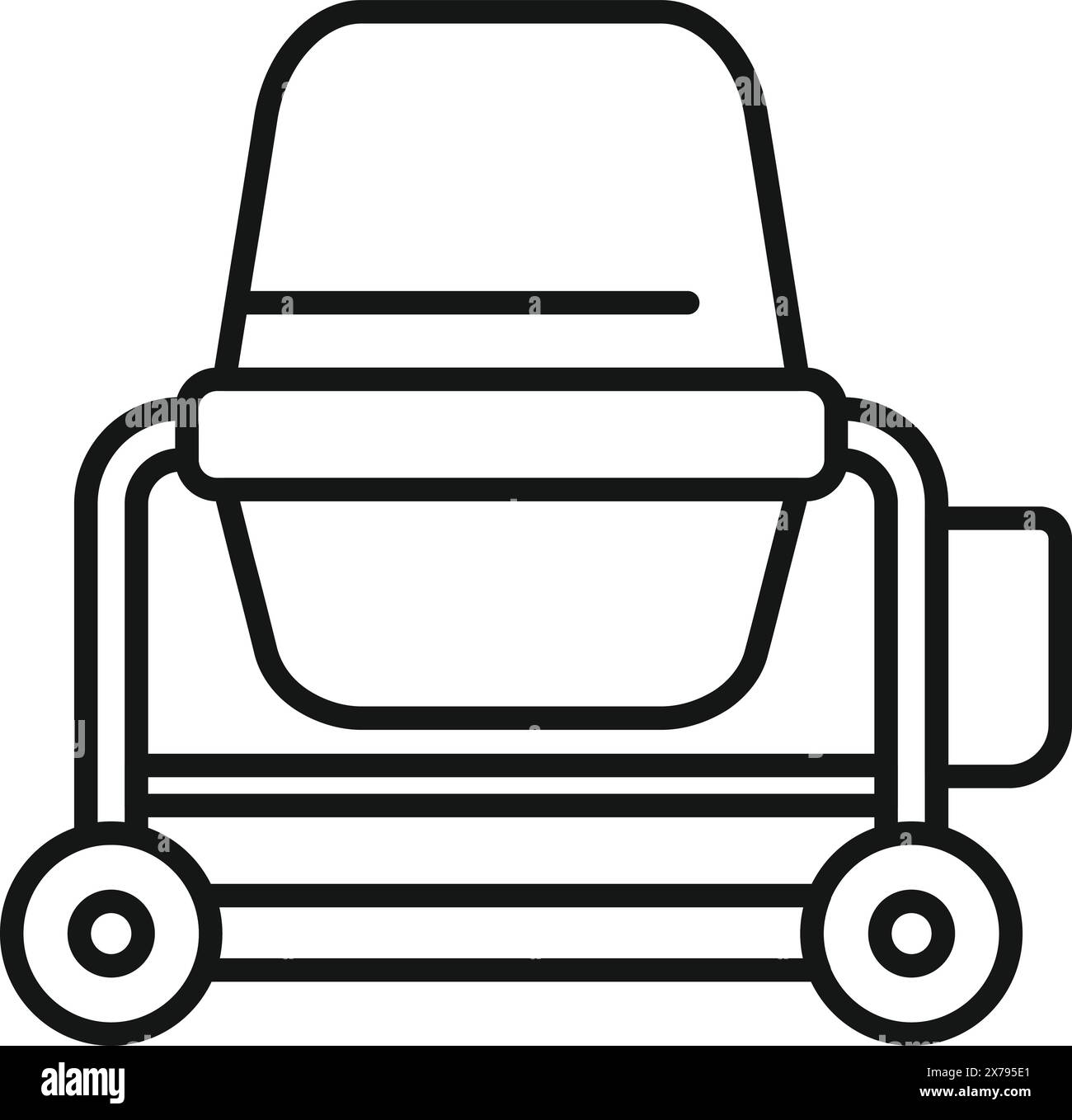 Vector illustration of a simple linedrawn lawnmower, ideal for icons or instructional graphics Stock Vector