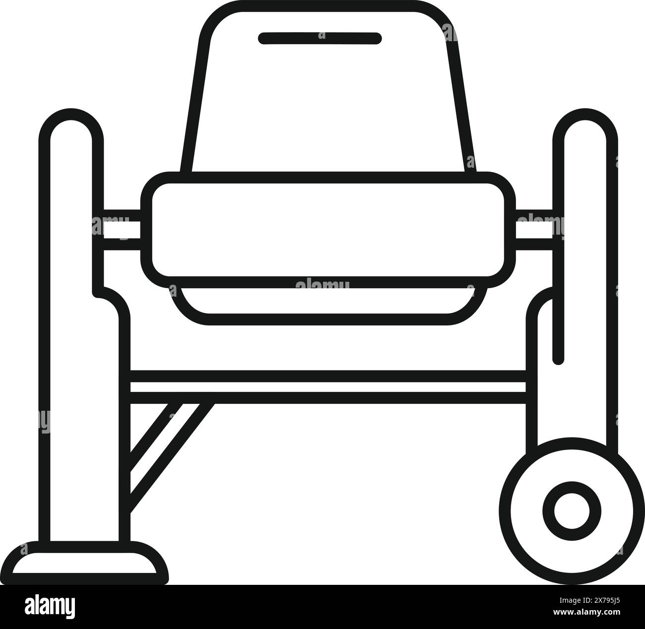 Vector illustration of a gym bench press station in a simple line art ...
