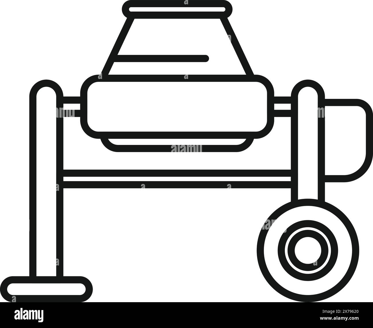 A black and white line art icon representing a medical stretcher or hospital gurney Stock Vector