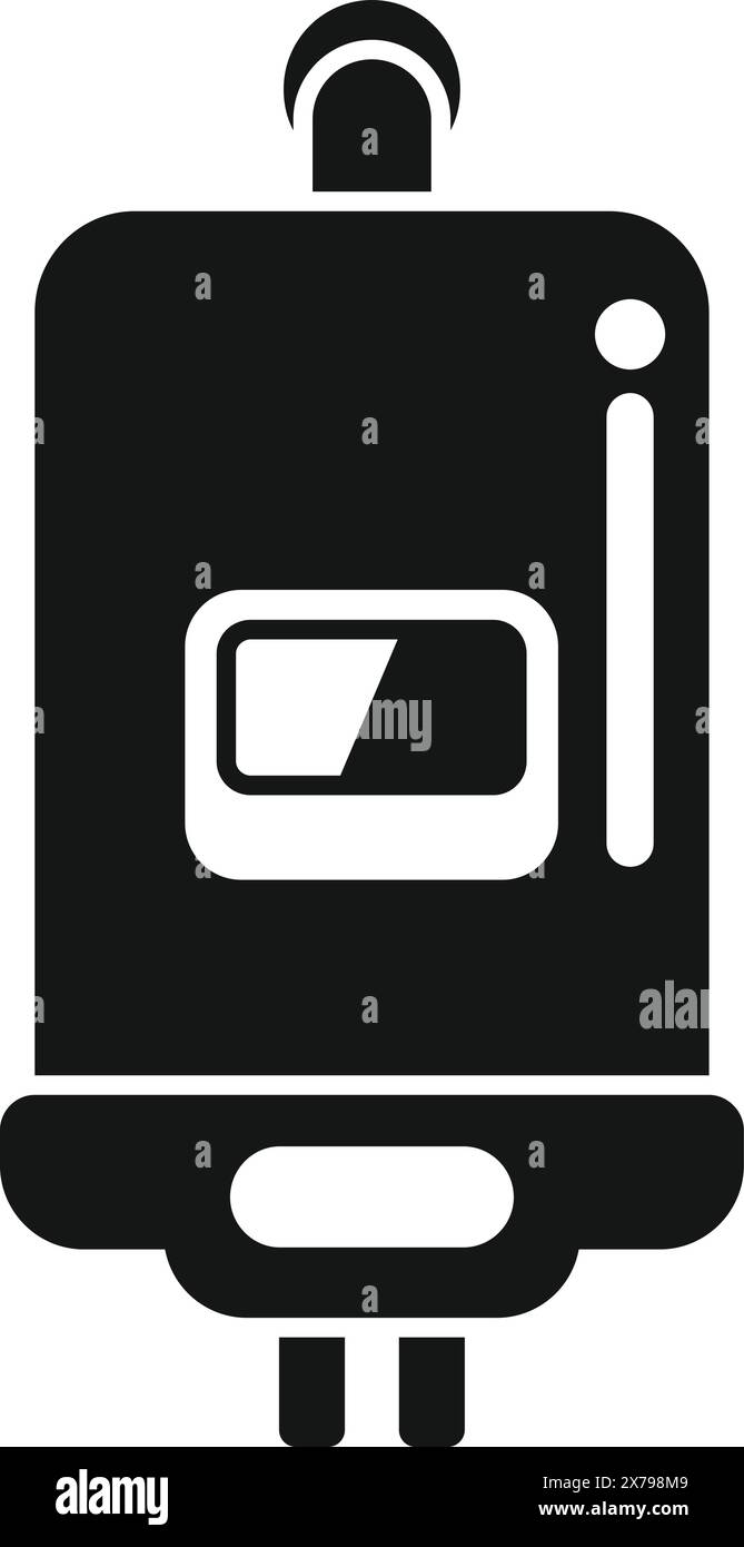 Vector illustration of a simplified water heater icon in solid black ...