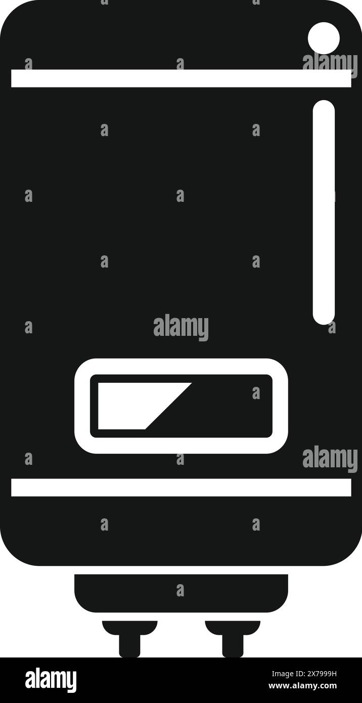 Vector illustration of a stylized electric water heater icon in black ...