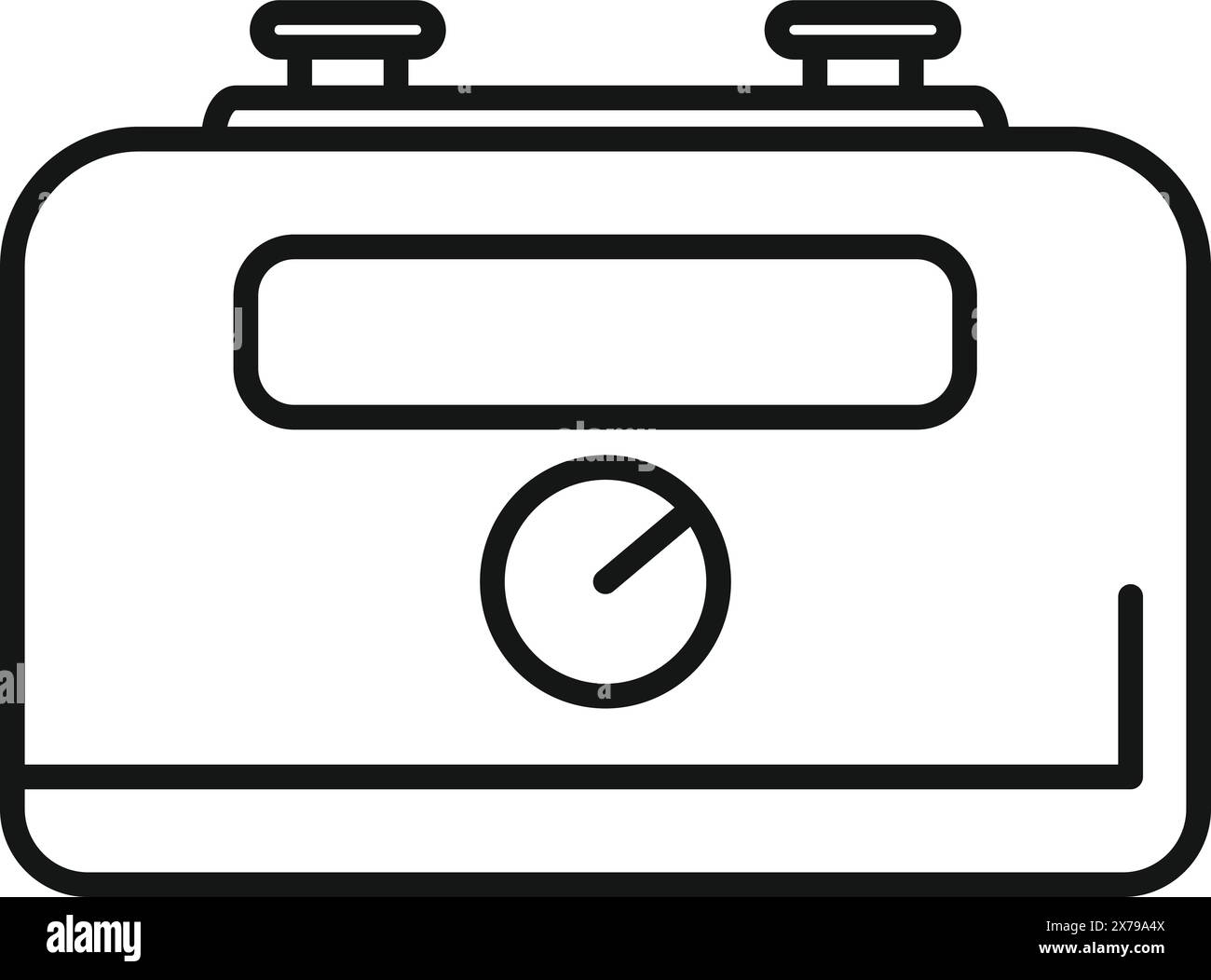 Vintage camera icon outline in minimalistic black and white line art ...