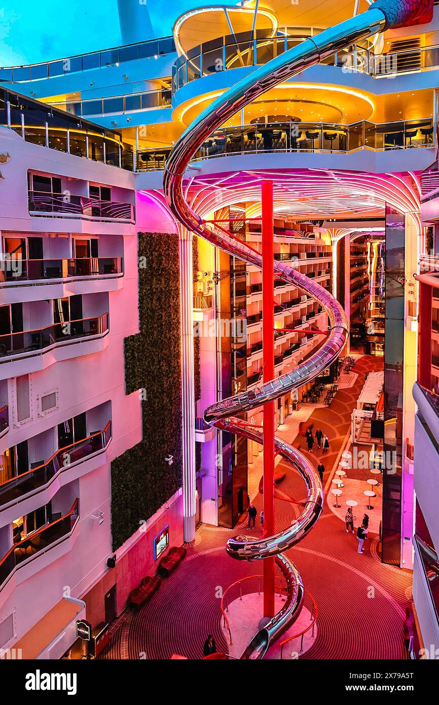 Msc Rome Italy, Rome - November 28, 2023: Beautiful view of illuminated deck and ...