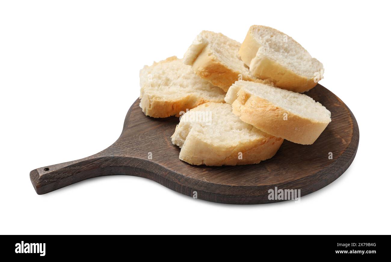 Pieces of fresh baguette isolated on white Stock Photo - Alamy