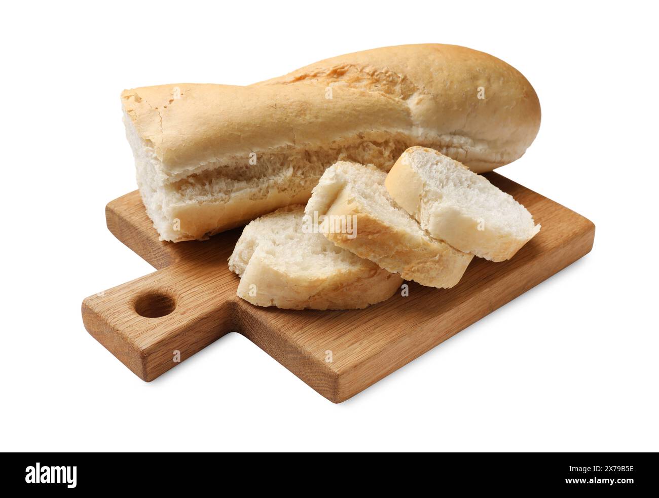 Pieces of fresh baguette isolated on white Stock Photo - Alamy