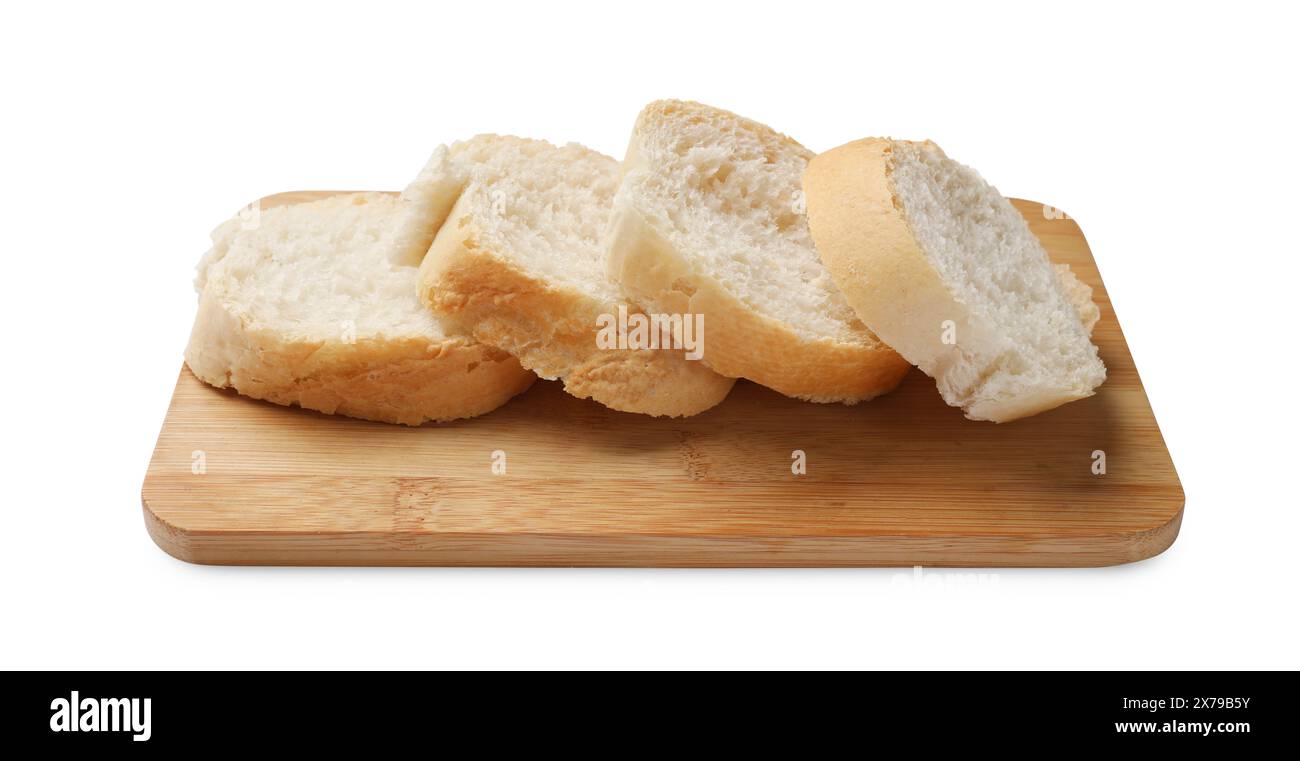 Pieces of fresh baguette isolated on white Stock Photo - Alamy