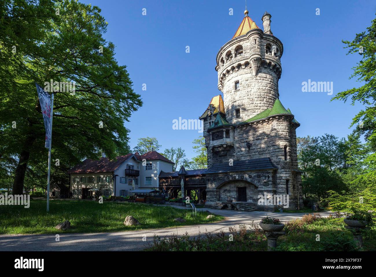 Mother Tower, studio of Hubert von Herkomer, built in 1844, Herkomer Museum, Landsberg am Lech, Upper Bavaria, Bavaria, Germany Stock Photo