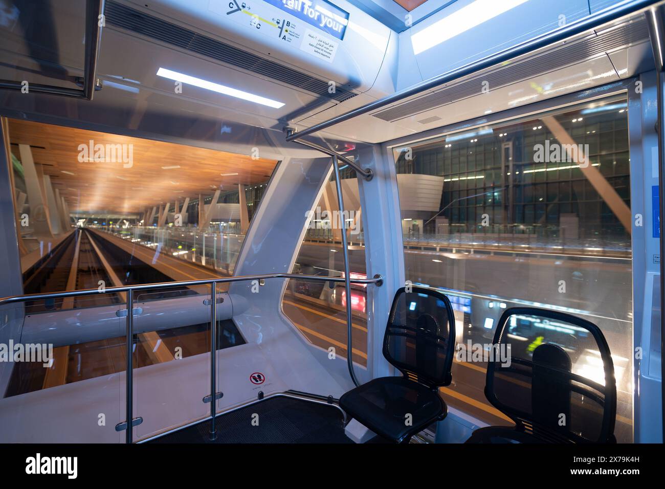 DOHA, QATAR - OCTOBER 13, 2023: interior shot of Hamad International ...
