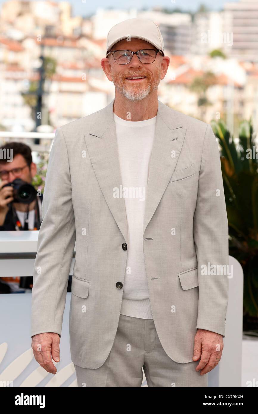 Ron Howard poses at the photo call of 'Jim Henson: Idea Man' during the 77th Cannes Film Festival at Palais des Festivals in Cannes, France, on 18 May 2024. Stock Photo
