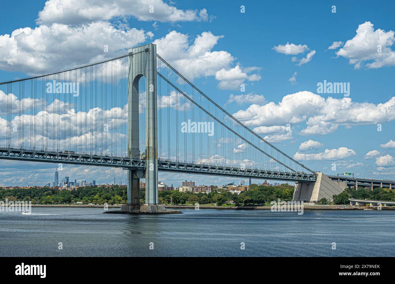 New York, NY, USA - August 1, 2023: Verrazzano-Narrows Bridge E side ...