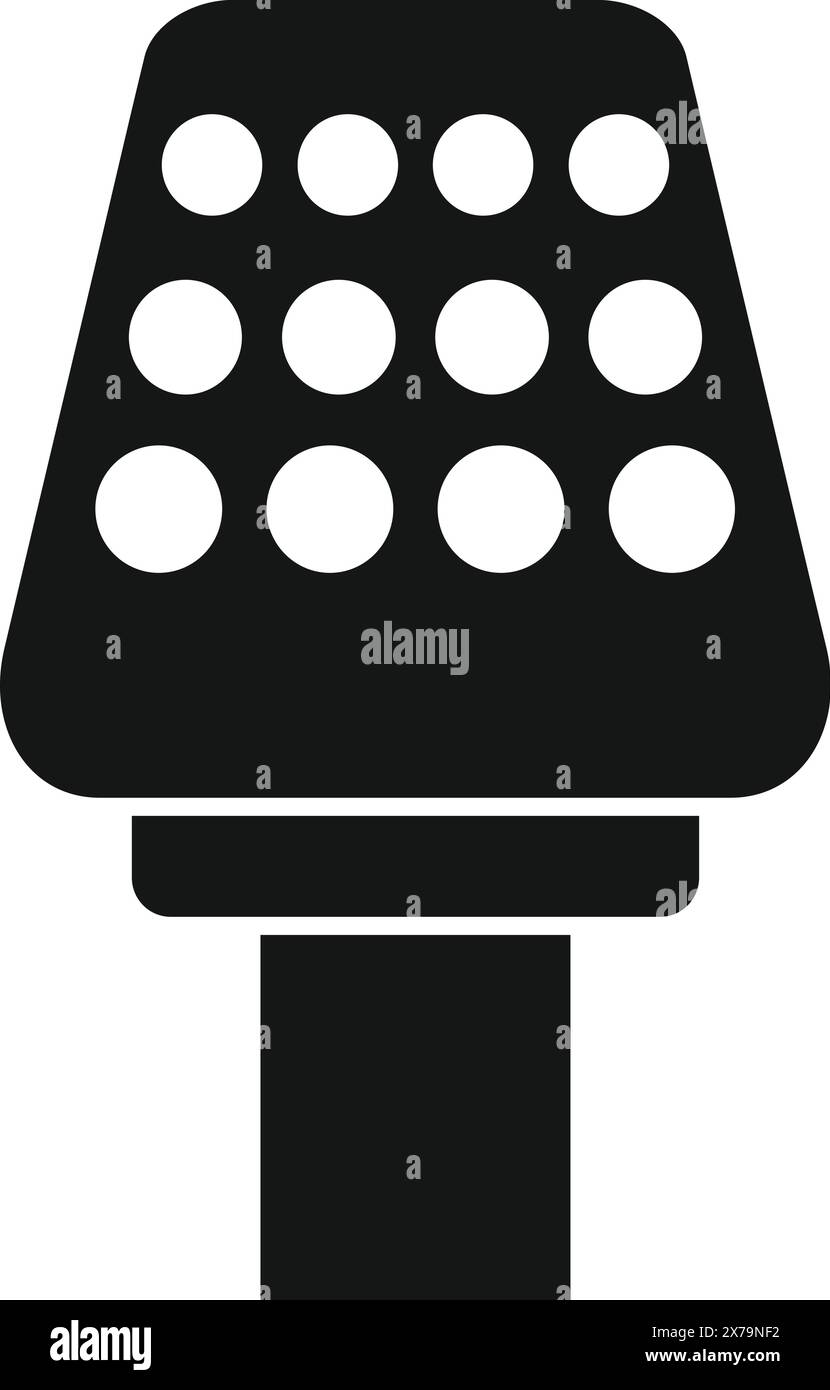 Vector illustration of microphone icon in black and white, isolated on ...