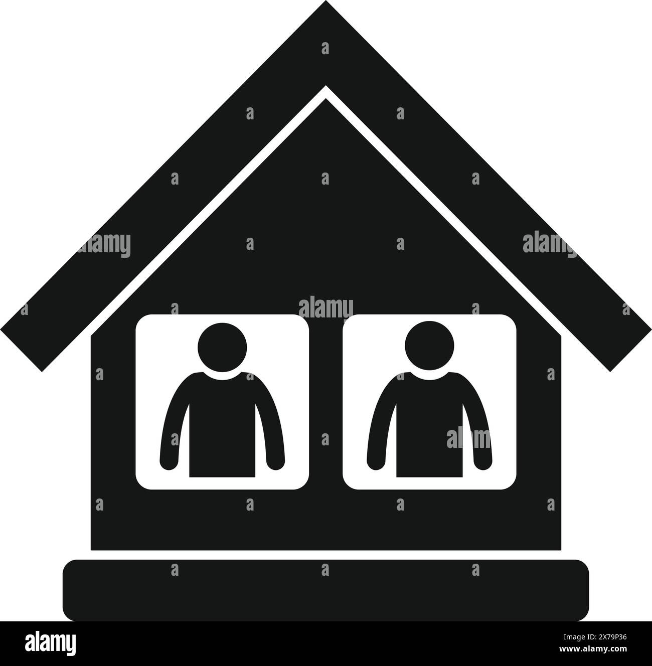 Vector icon representing two people practicing social distancing in a ...