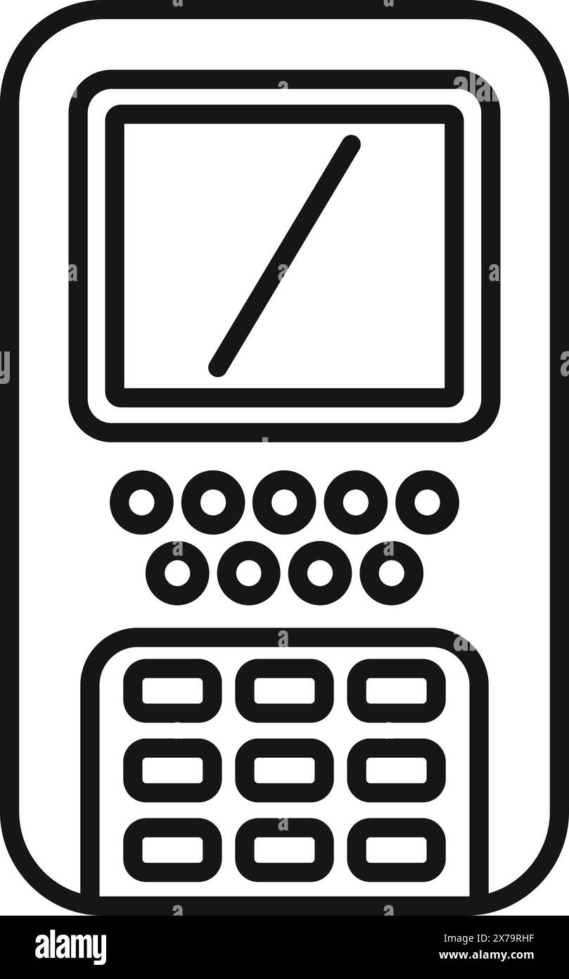 Black and white vector illustration of a digital calculator suitable ...