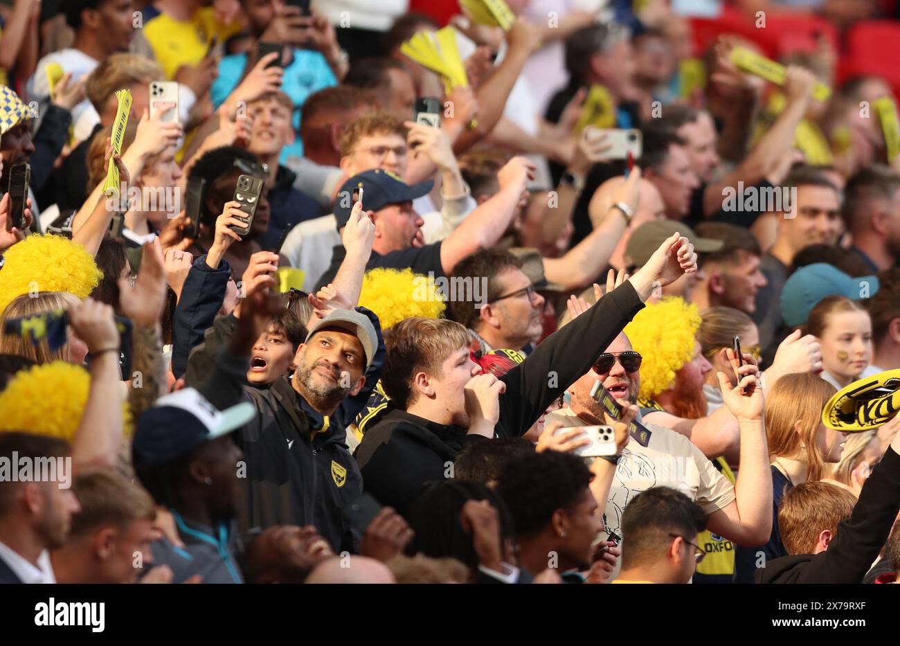 Oxford United fans during the Bolton Wanderers FC v Oxford United FC sky bet EFL League One Play