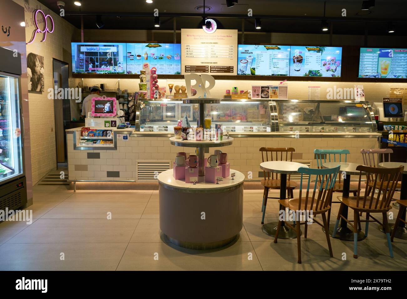 INCHEON, SOUTH KOREA - JUNE 03, 2017: interior shot of Baskin Robbins in Incheon International Airport, the main international airport serving Seoul. Stock Photo