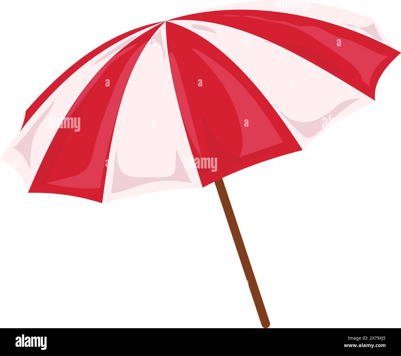 Vector illustration of a classic red and white striped beach umbrella ...