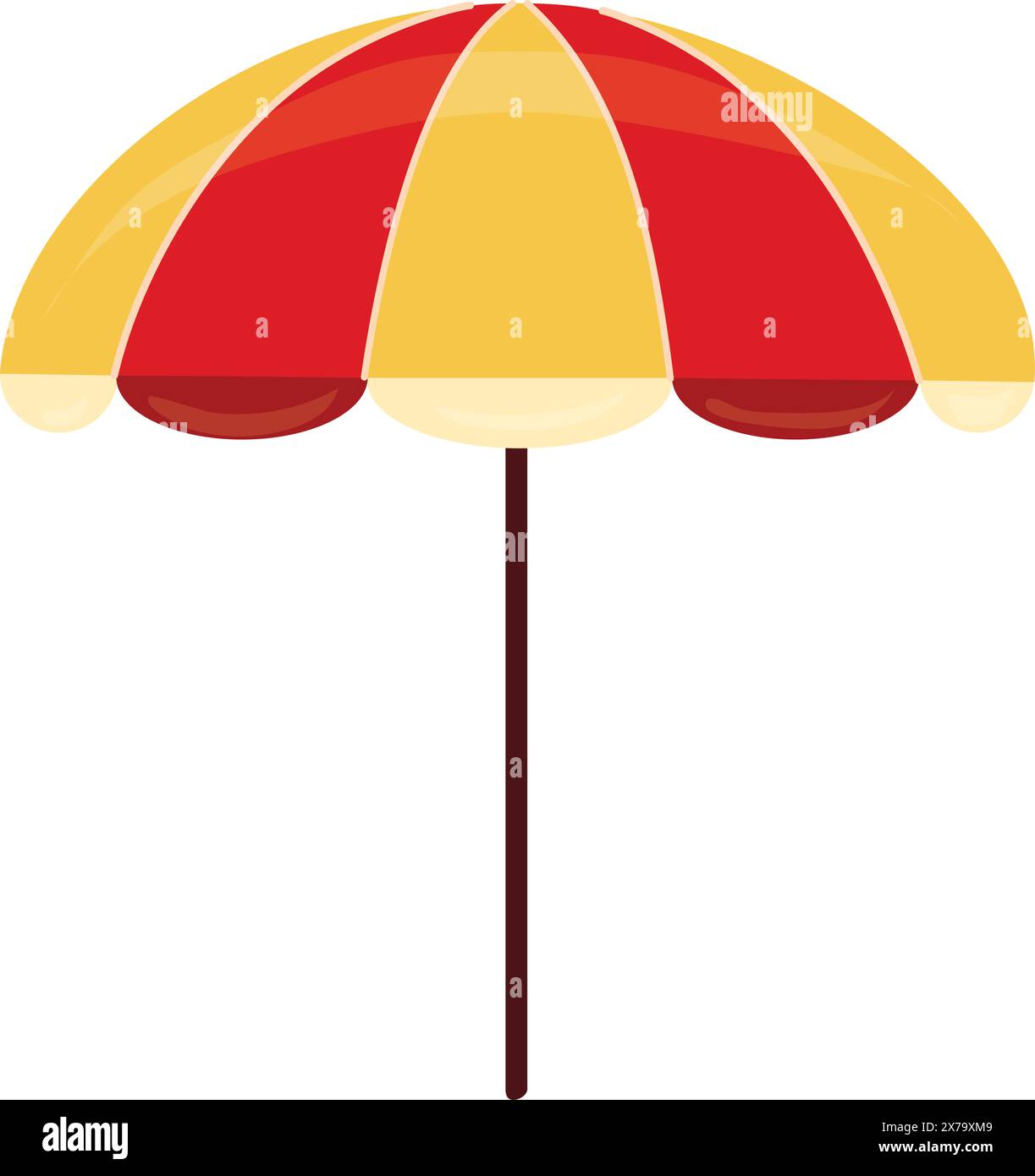 Vector illustration of a red and yellow striped beach umbrella isolated ...